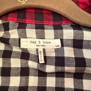 rag & bone Red and Black Gingham Mix Button-Down